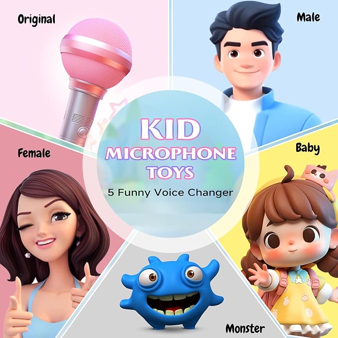 Karaoke Machine with 2 Mic, Wireless Microphones for Kids Adults Toddler with LED Party Lights, Mini Kids Microphone Christmas Birthday Gift for Girls Toys 4, 5, 6, 7, 8, 10 12+ Years Old 【Pink】