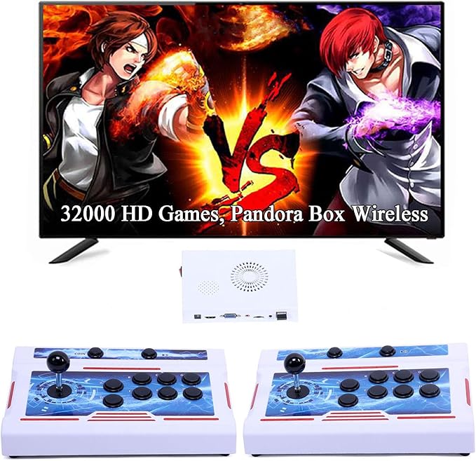 GWALSNTH 32000 in 1 Wireless Pandora Box Bluetooth Arcade Games Console,1280X720 Display,3D Games,Search/Save/Hide/Pause Game,1-4 Players