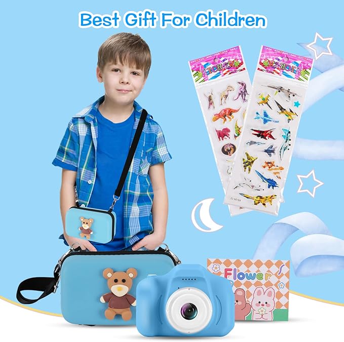 Kids Camera, Toddler Camera Children Digital Camera Toys with 13MP Video Camcorder 32GB SD Card and Camera Case for 3–10 Year Old Boys and Girls