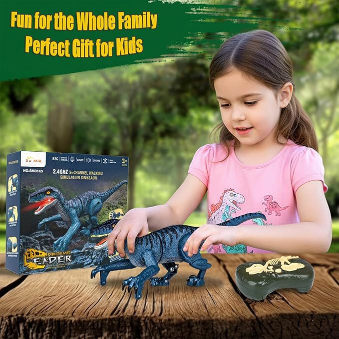 Remote Control Dinosaur, Mini Dinosaur Toys for Kids 3-5, 5-7, 2.4GHZ, Walking,Rechargeable, Demo Function, Gifts for Boys Girls (Small)