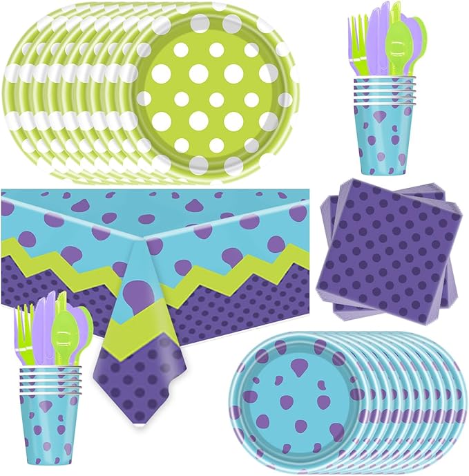 169Pcs Monster Birthday Party Supplies,Monster Theme Decoration Paper Tableware Set,For Kids Birthday Baby Shower Decorations