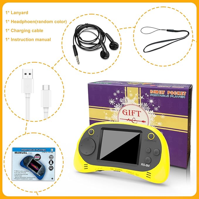Handheld Games for Kids -16 Bit Retro Video Game with 220 HD Electronic Games - 2.5'' IPS Portable Travel Game Gifts for Boys Girls Ages 4-12 (Blue)