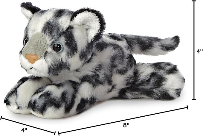Aurora® Adorable Mini Flopsie™ Snow Leopard Stuffed Animal - Mini Companions Ready for Playful Adventures - for Kids All Ages, Toddlers, Adults, and Families - Gray 8 Inches