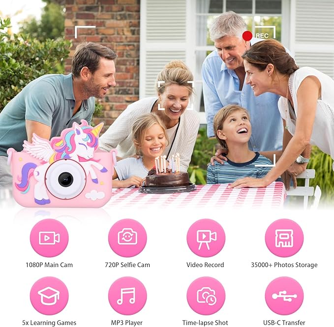 2-Pack Camera for Kids Girls Age 3-8, Toddler Kids Digital Camera Christmas Birthday Gifts for 3 4 5 6 7 8 Years Old Girl, Cute Selfie Video Camera