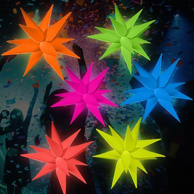 6 Pcs 22 Inches Explosion Glow in The Dark Neon Balloon Glow Party Supplies Foil Fluorescent Balloon 90 80s Hip Hop for Christmas Happy New Year Birthday Wedding Anniversary Backdrop Decor