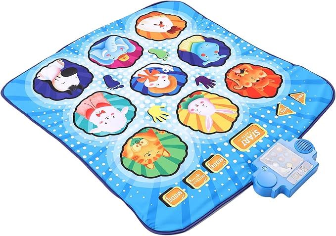 Dance Pad, Electronic Music Mat with LED Lights, Foldable Nonslip Playmat with 80 Sounds, Interactive Fun for Kids Ages 3 to 12 (Blue)