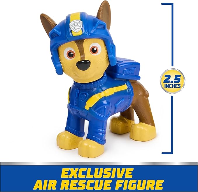 PAW Patrol: Air Rescue Chase Action Figure & Hero Helicopter Toy with Projectile Launcher & 2 Projectiles, Kids Toys for Boys & Girls Ages 3+
