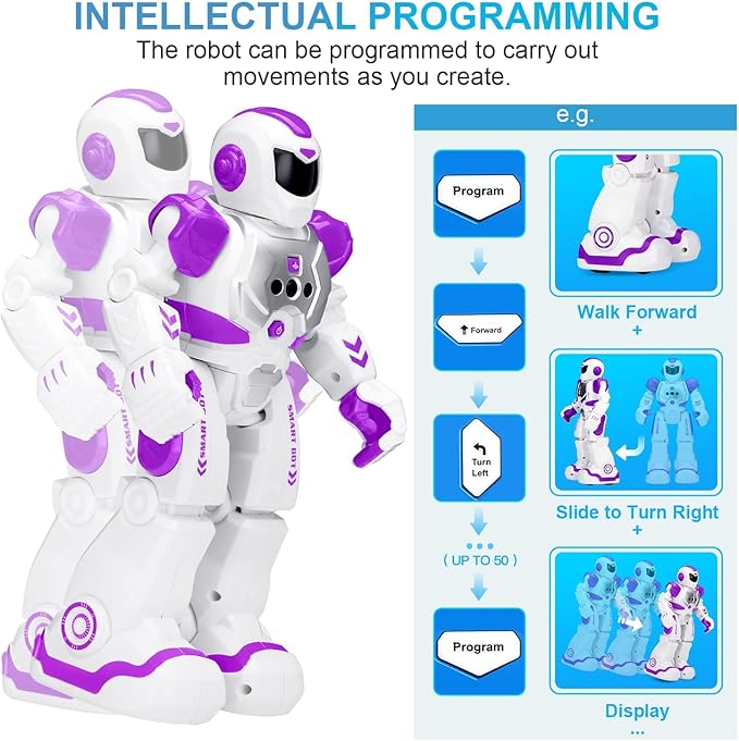 KingsDragon Robots Toy for Kids, RC Gesture Sensing Toy, Interactive Walking Singing Dancing Robot Birthday Presents for Boys Girls Age 6 7 8 9 Years Old,Purple