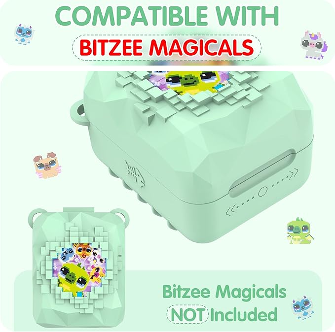 Silicone Case for Bitzee Magicals Interactive Toy, Anti-Scratch, Washable, Shockproof Silicone Protective Cover for Bitzee Magicals Interactive Toy Accessories with Lanyard - Mint Green