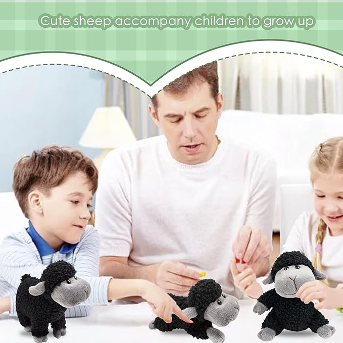 Tiny Heart Sheep Stuffed Animal, Sheep Plush Toy, Lamb Stuffed Animal Cute Soft Stuffed Lamb Kids Boys and Girls Birthday Home Decor Cuddly Black Lamb Toys (Prone Position)