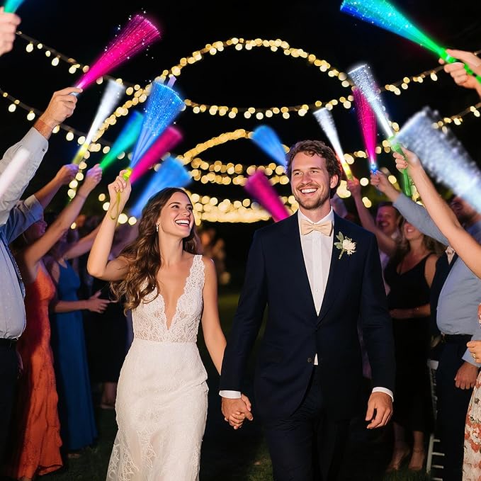 LovesTown 24PCS Glow Sticks Party Supplies, 3 Modes Colorful Flashing Glow in the Dark Toys LED Light Up Sticks Fiber Optic Wand for Kids Easter Party Favors Birthday Wedding