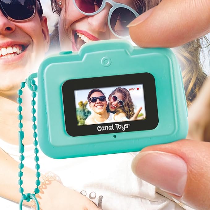 Photo Creator Mini’Cam Original Digital Camera - Turquoise; Customize with 6 Frames and 8 Built-in Color Filters; Compact; 1GB Micro-SD Card Included