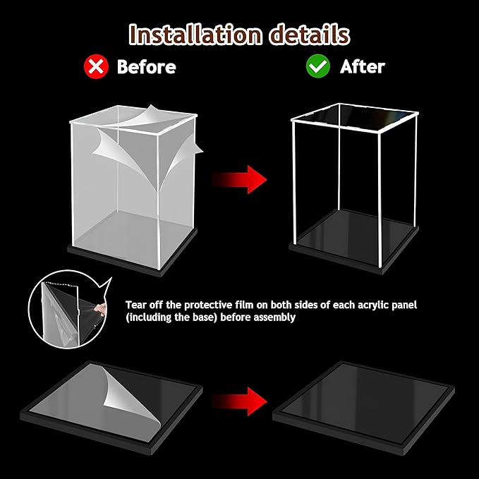 Acrylic Display Case 18x26x14in(Length x Width x Height), Solid Wooden Base Dustproof Clear Display Box Showcase for Cars Diecast Model Cars