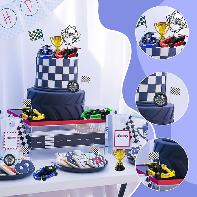 MEMOVAN Racing Car Cake Decorations 23pcs Racing Car Cake Topper Birthday Cake Decoration for Boy's Kids Racing Car Theme Birthday Supplies Party Favors