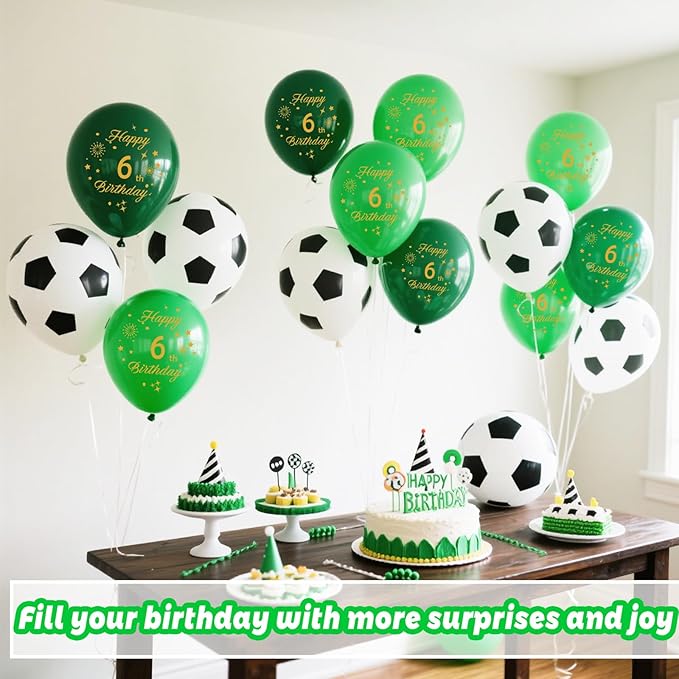 Soccer Balloons 7th Birthday Decorations for Boys,Green Balloons with Happy 7th Birthday Printed Soccer Party Balloons Soccer Sports Party Decorations