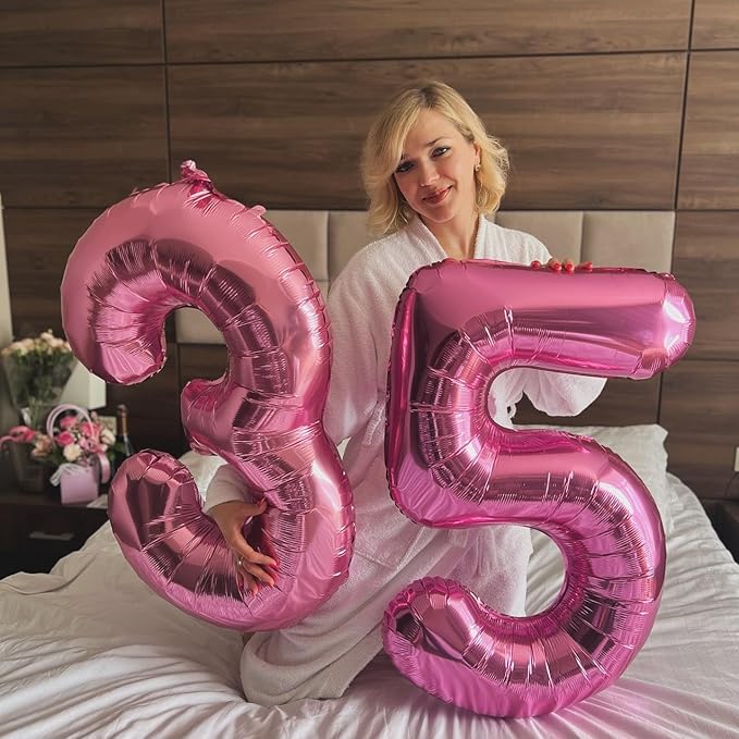 Pink Number Balloon 40 Inch, 0 Number Balloons, 10 20 30 40 50 Numbers Balloon Birthday Decorations, Party Supplies for Women