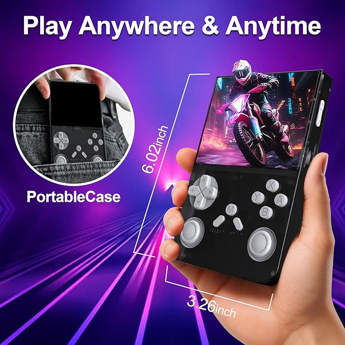 R40S Pro+ Handheld Game Console, 18000+ in 1 Games Mini Retro Video Console, 3.5-Inch IPS Screen,128GB TF Memory Memory,Built in 45+ Emulators,3800mAh Battery (Black 128G)