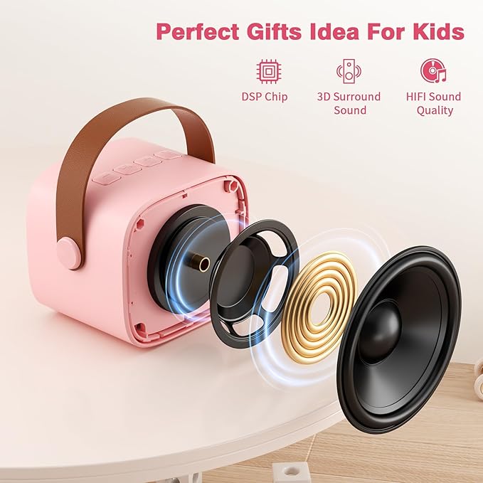 Mini Karaoke Machine with 2 Wireless Microphones, 2026 TOP Kids Portable Bluetooth Karaoke Machine for 3, 4, 5, 6, 7, 8, 9,10,11,12+Year Old, Christmas Birthday Gifts for Girls Boys Adults Home Party