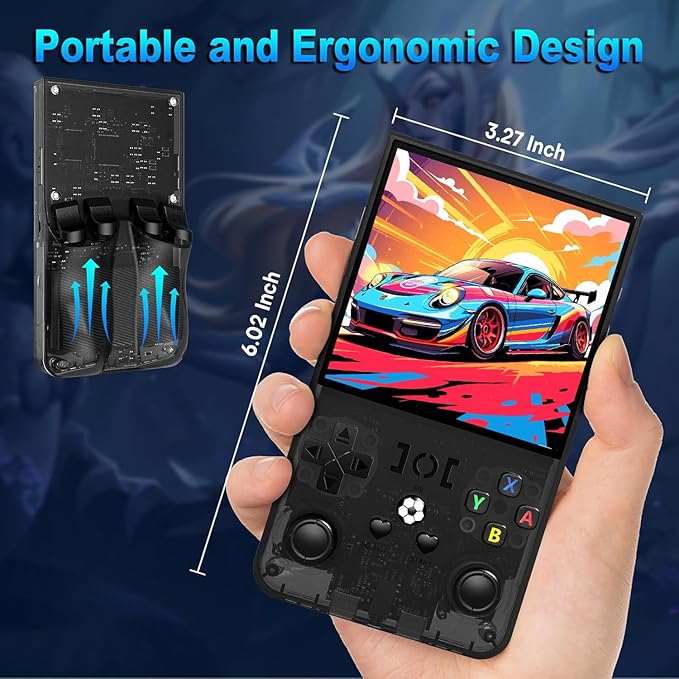 R36MAX Retro Game Console (R36S New Upgrade) - 4K HD 4.0" IPS Screen, 128GB Preloaded 22,000+ Retro Games, Open-Source Linux System, 4000mAh Rechargeable, Portable Video Games (Black 128G)
