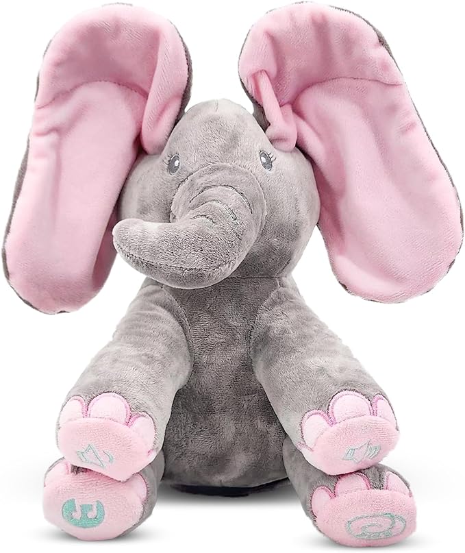 Dimple Kaia Peek A Boo Elephant Toy, Interactive Singing Stuffed Animal Plush with Moving Ears, Musical Stuffed Animal for Babies and Toddlers, Adorable Elephant Baby Toy