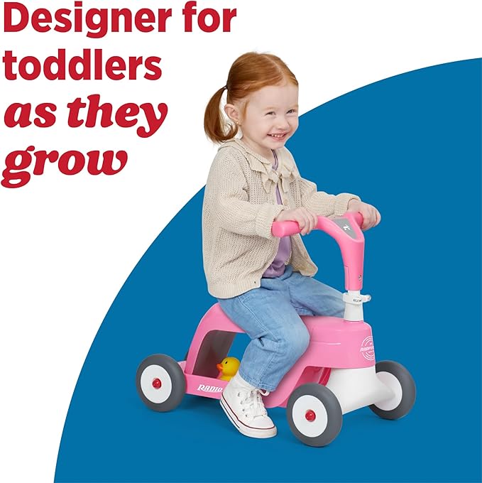 Radio Flyer Scoot 2 Scooter, Blue, for Kids Ages 1-4, Ride On Toy or 4-Wheel Kids Scooter, Durable Wheels and Frame, Converts Easily with Flip Deck, Toddler Ride On Toys (Amazon Exclusive)