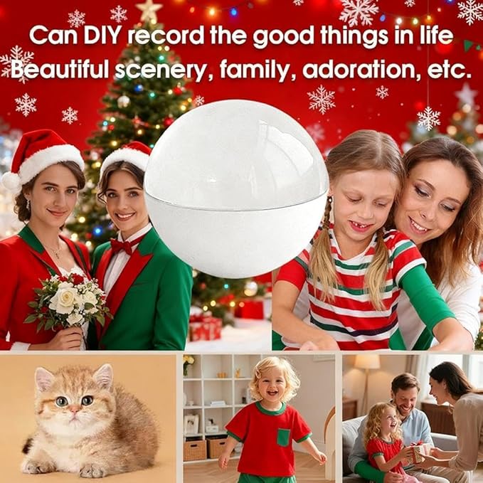 Christmas Memory Sphere Lamp, 2.7Inch Crystal Ball Digital Display Video Player, APP Personalized Videos & Photos Video Gift for Couples Friends Anniversary Birthday Christmas Tree Ornament