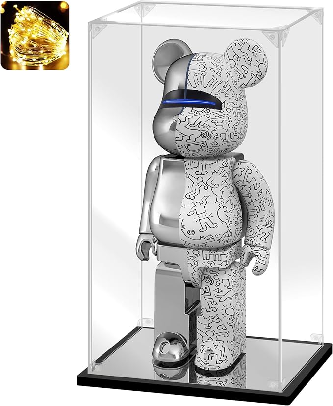 Acrylic Display Case for Collectibles Assemble Display Box for Bearbrick 1000% Clear Acrylic Case for Display Lego Toys Dolls Action Figures Storage(Black,15.4*9.8*29.1 inch)