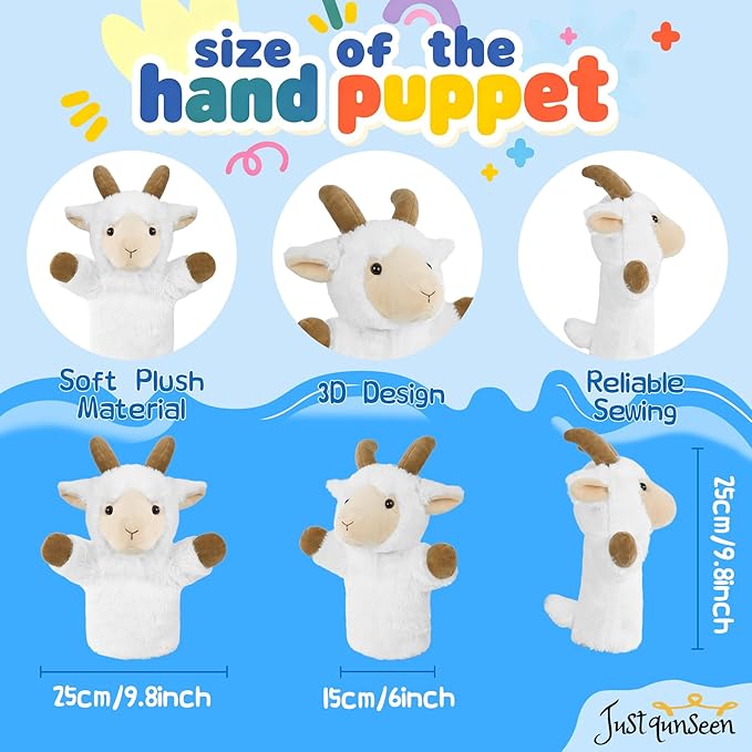 Hand Puppet Educational Learning Tool for Imaginative Play Farm Animal Stuffed Toy Adult Size Fit Role Play Storytelling Goat