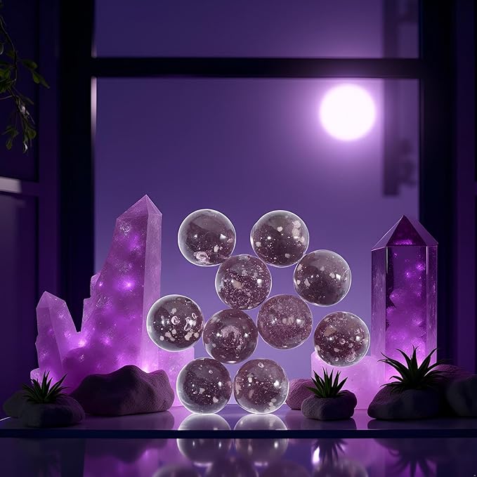10Pcs Glass Marbles Glow in The Dark Multi-Color Luminous Marbles Marble Games and DIY Home Decoration Marble Runs Learning and Education (0.47 inch) (Purple)