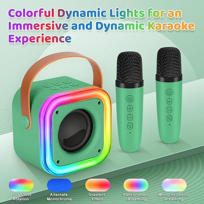 Mini Karaoke Machine for Kids, Girl Toys Gifts, Kids Karaoke Wireless Microphone for 4,5,6,7,8,9,10,11,12 Years Old Boys and Girls Christmas Party Gifts Toys (Dark Green)