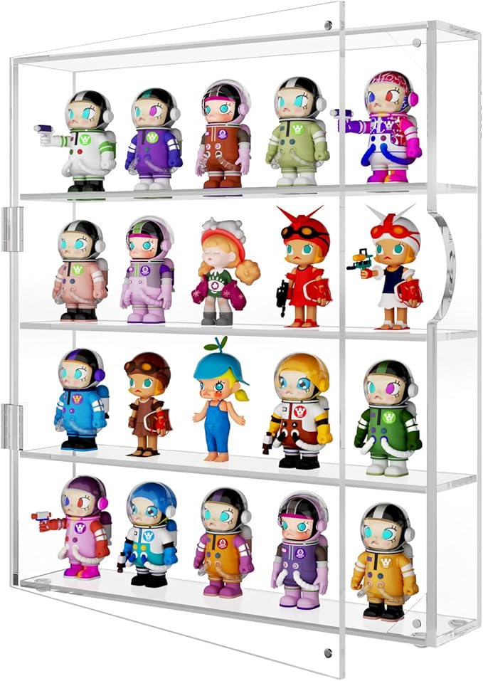 NIUBEE Acrylic Display Case for Figures: Dustproof Clear Mini Funko Case, Wall Mounted or Desktop Action Figure Display Case for Collectibles