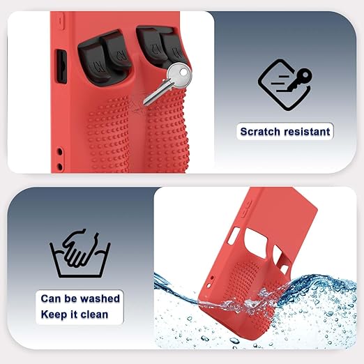 FIOPAZ for R36MAX Silicone Protective Case, Soft Skin for R36 MAX Retro Handheld Game Console Accessories, Anti-Scratch Washable Only for R 36 MAX Sleeve with Lanyard (Red)