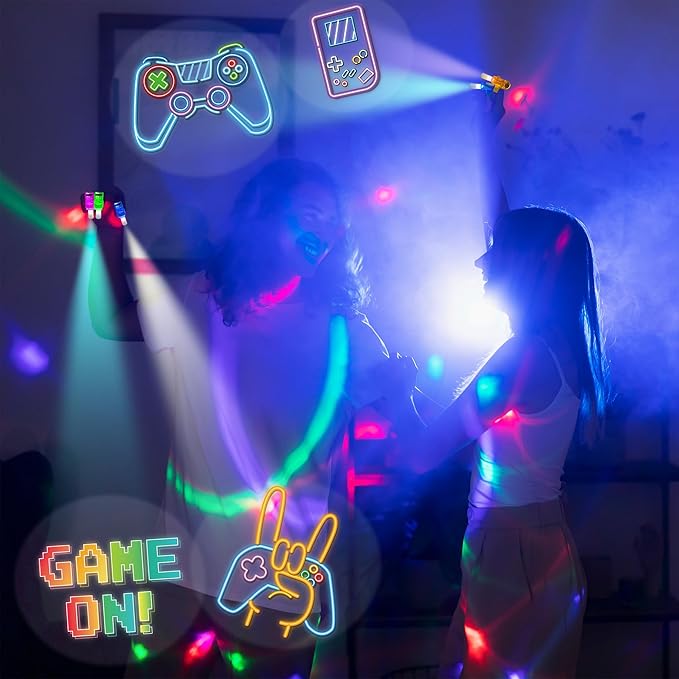 24PCS Video Game Party Favors-LED Finger Lights：Glow-in-the-Dark Light-Up Toys Bulk for Kids Boys Girls, Gamer Birthday Party Decorations Supplies, Kids' Party Goodie Bags,Classroom Prizes, Fun Gifts