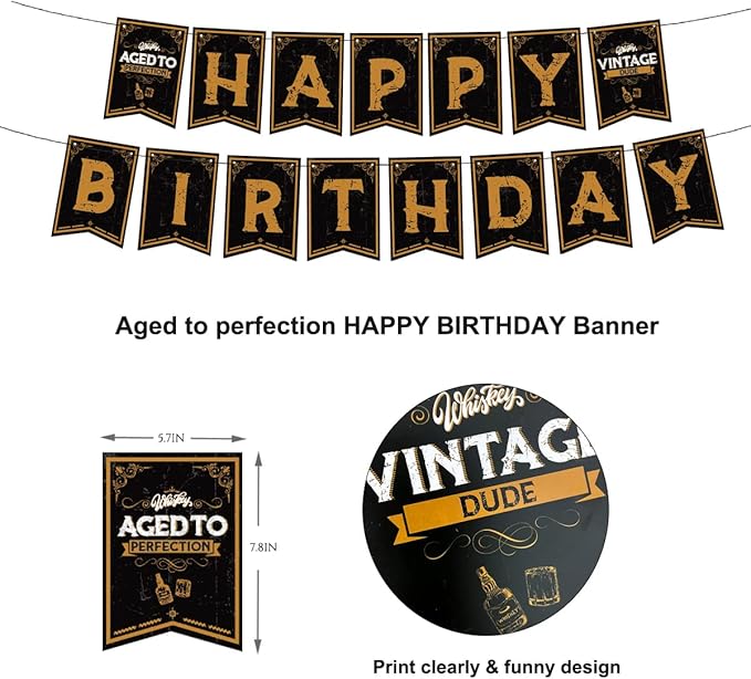 Whiskey Balloons Garland Arch Kit Silver Gold Black Latex Balloons Age to Perfection Whiskey Foil Balloons Happy Birthday Banner for Men Women Birthday Decorations Aged to Perfection Party Supplies