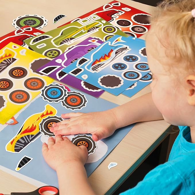 122 Pcs Monster Truck Party Favors, Truck Birthday Party Supplies Include Goodie Bags, Bracelets, Keychains, Stickers, Paper Glasses, Off-Road Racing Theme Pinata Fillers Classroom Rewards