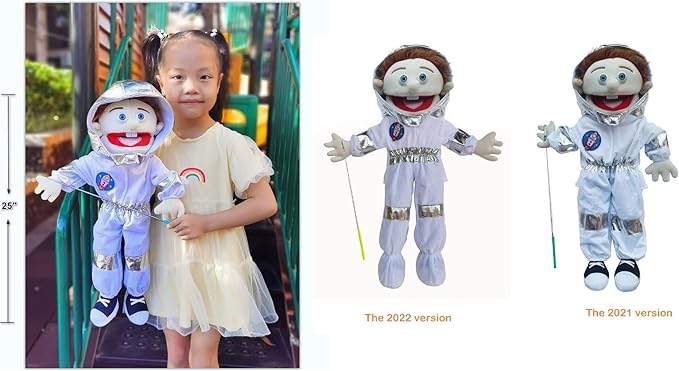 25", Rodayna Astronaut Cosmonaut Spaceman Puppet, Full Body, Ventriloquist Style Puppet,Hand Puppet with Movable Mouth for Kids and Adults