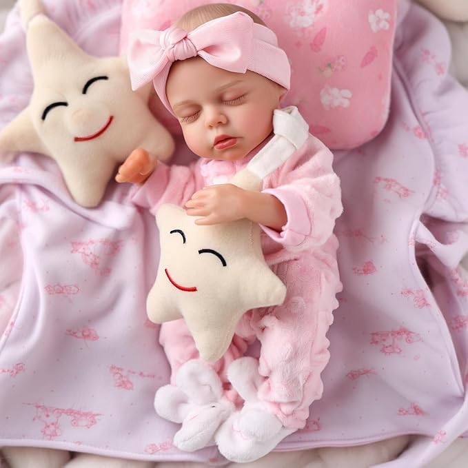 BABESIDE 12 Inch Lifelike Reborn Baby Dolls Vinyl Full Body, Soft Realistic Baby Doll Sweet Sleeping Preemie Real Life Baby Dolls Easy to Hold with Accessories Gift Set for Kids Age 3+
