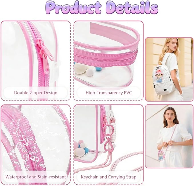 5-Set Elegant Clothes Bundle for Doll, Includes 5 Mini Hangs, Large Clear Display Bag with Strap Keychain, 5 Hangers and Rack, Bag, Glasses, Necklace, Shoes Accessories for Dressing up(No Doll)