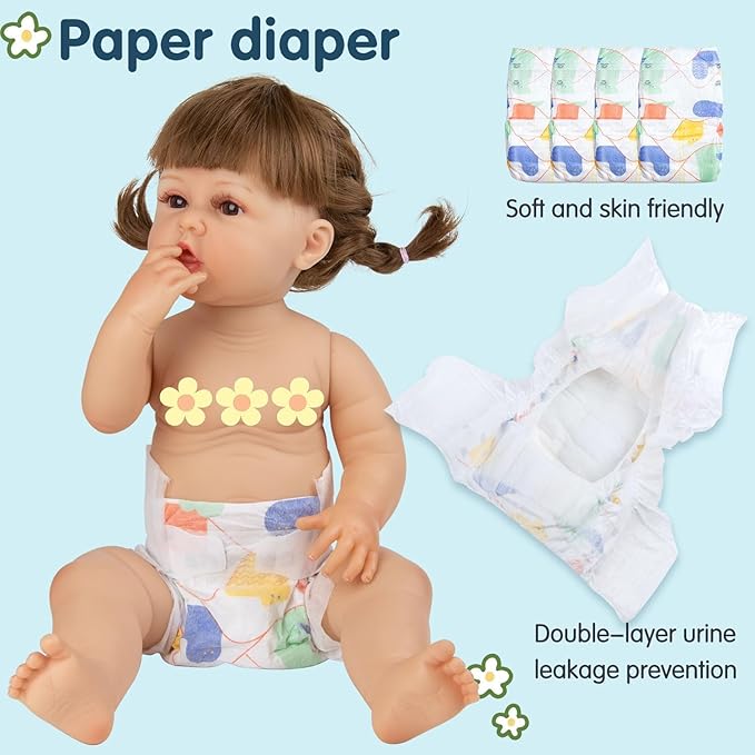 13 Pcs Reborn Baby Doll Clothes Dinosaur for 17-22 Inch Reborn Dolls Accessories Bodysuits +Bassinet+ Diaper Newborn Baby Doll Clothes Boy