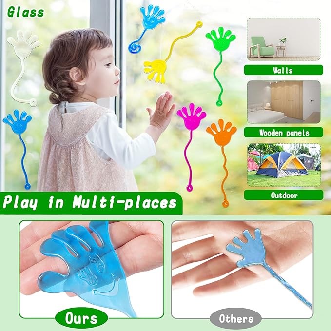 18Pack Glow In Dark Sticky Hands Birthday Pinata Easter Egg Fillers Basket Goodie Bags Stuffer For Kid Classroom Prizes Carnival Bulk Toy Gift