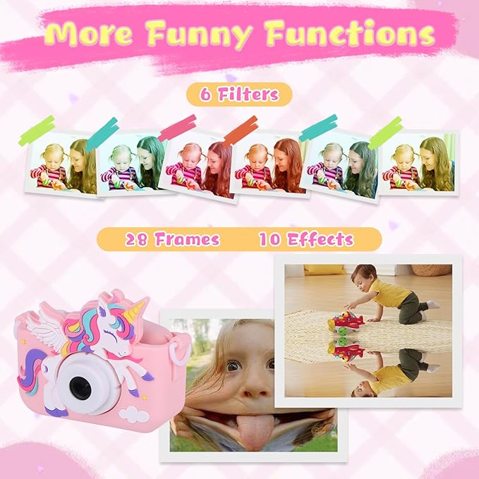 2-Pack Camera for Kids Girls Age 3-8, Toddler Kids Digital Camera Christmas Birthday Gifts for 3 4 5 6 7 8 Years Old Girl, Cute Selfie Video Camera