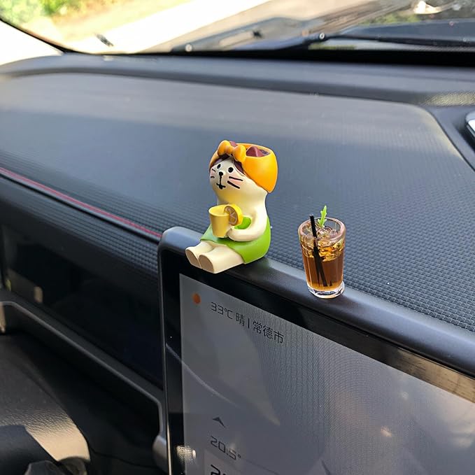 Cute Cats Car Dashboard Decorations Accessories Interior for Women Men, Mini Cat Statues Collectible Figurines for Car Display Dash Board Decor Rear View Mirror Decoration Computer Monitor Ornaments