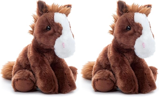 The Petting Zoo Floppy Horse Stuffed Animal Plushie, Gifts for Kids, Wild Onez Wildlife Animals, Horse Plush Toy 8 inches (Pack of 2)
