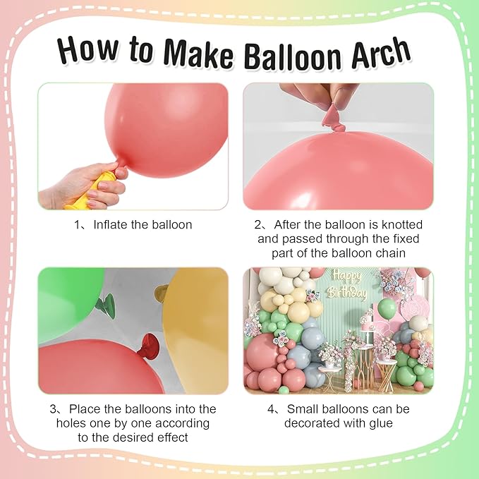 Dusty Pink Green Yellow Blue Balloon Arch Kit, Pastel Yellow Pink Dusty Blue Sage Green Ivory White Garland Balloon for Boho Baby Shower Flower Fairy Wedding Birthday Party Easter Decorations