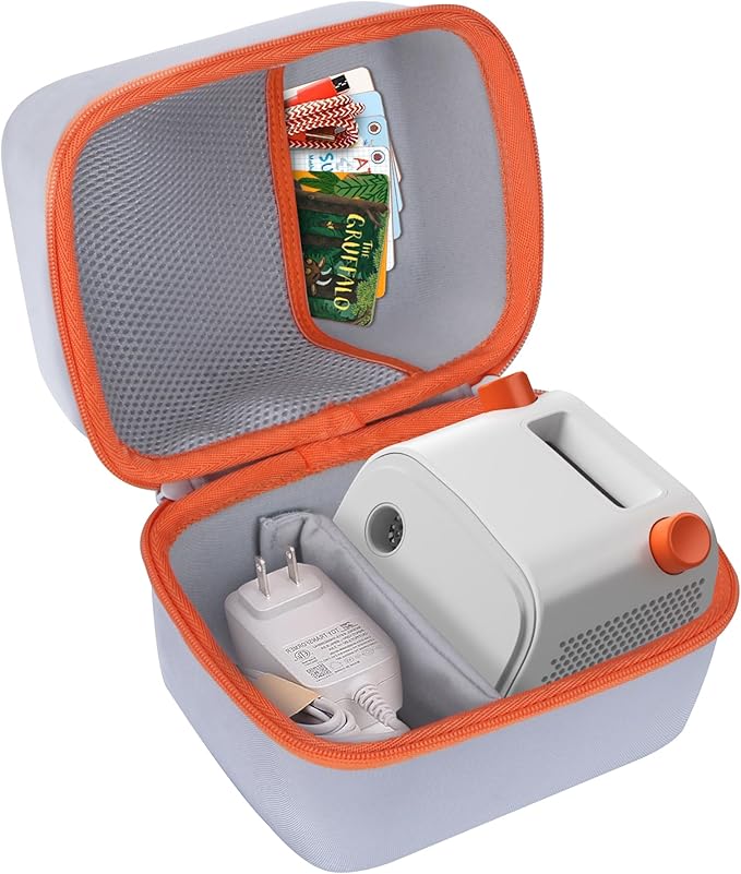 Hard Case Compatible with Yoto Player Kids Speaker Kids Audio Music Children Player (Off White + Orange Case)