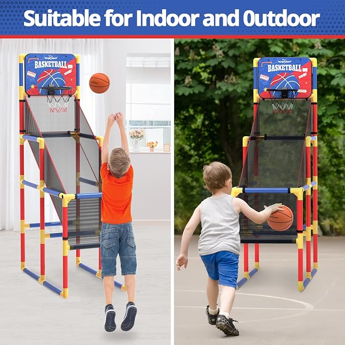 EagleStone Kids Arcade Basketball Game with Electronic Scoreboard and Cheer Sounds, Indoor Outdoor Basketball Hoop with 4 Balls, Game Toy Gift for Ages 3-12 Boys and Girls