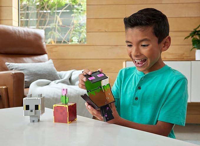 Mattel Minecraft Flippin’ Figs Figures Collection with 2-in-1 Fidget Play, 3.75-inch Scale, Large Heads & Pixelated Design (Characters May Vary)