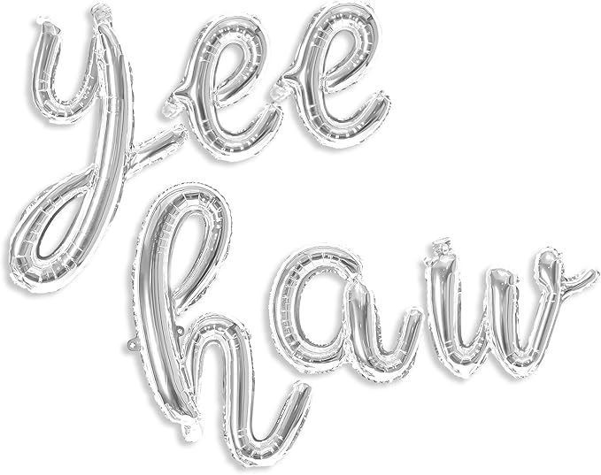 Yee Haw Balloons Yee Haw Banner for Cowgirl First Rodeo Birthday Western Cowboy Party and Yee Haw Bachelorette Decorations (Silver)