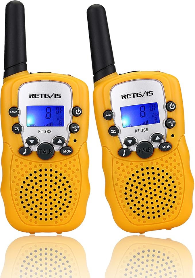 Retevis RT388 Kids Walkie Talkies, Toys Gifts for 6-12 Year Old Girls Boys, Mini Toy Walkie Talkie, Easter Birthday Gifts Outdoor Camping(Yellow 2 Pack)