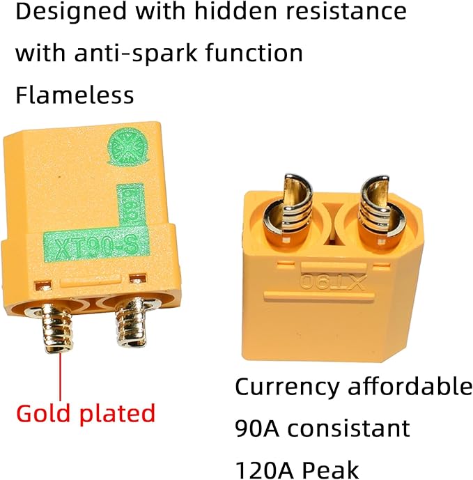5Pairs XT90S XT90-S XT90 Connectors Anti-Spark Male Female Connector for RC Quadcopter Brushless Motor FPV Drone Lipo Battery ESC and Charger Lead
